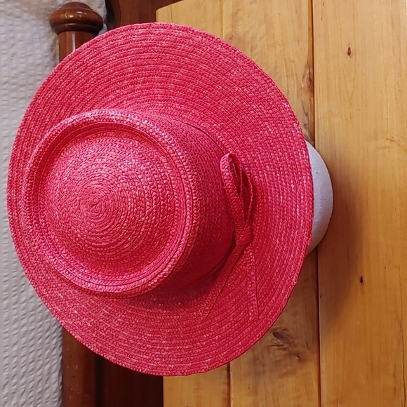Betmar New York Pink Straw Sun Hat With Bow - Picture 3 of 9